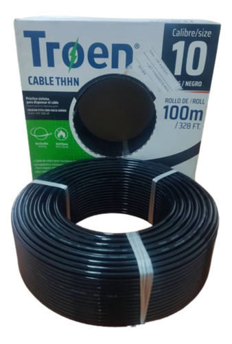 Cable N°10 Thhn, Rollo 100 Metros Cobre 100%