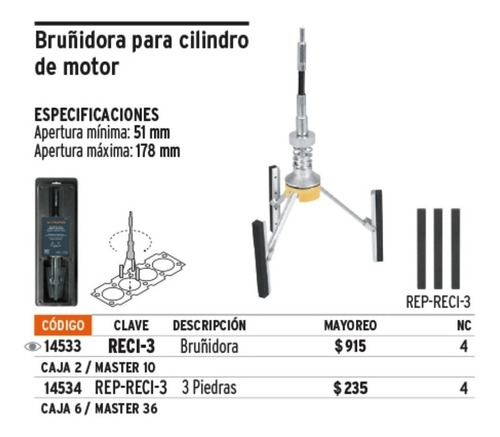 Bruñidora Para Cilindro De Motor Truper 14533 Reci-3