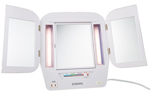 Jerdon Jgl10 w Euro Espejo De 3 Paneles Iluminado Con Aument