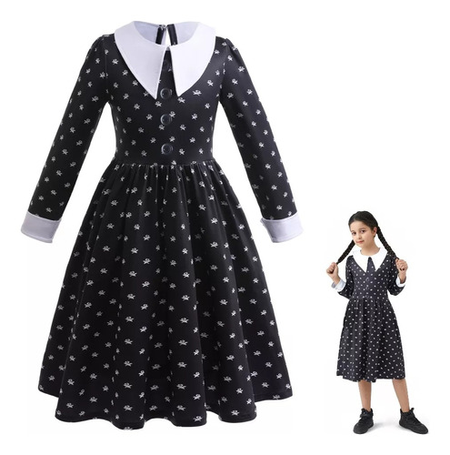Vestido De Wednesday Merlina Addams Para Niñas, Disfraz De Cosplay