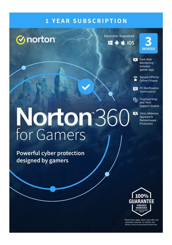 Norton 360 Gamers 50gb 3 Dispositivos 1 Año