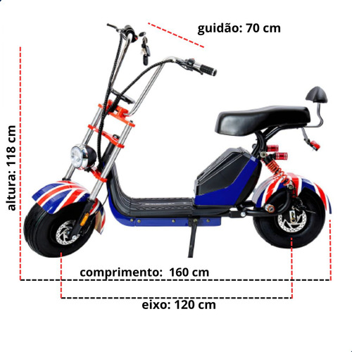 Moto Scooter Bicicleta Eletrica 32km 1000w Sem Cnh 2 Lugares