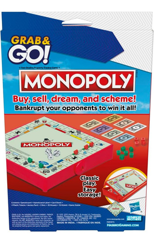 Monopoly Juego Grab And Go Para Edades De 8 Años En Adelante