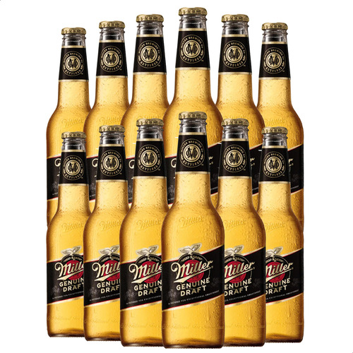 Cerveza Miller Porron Rubia Genuine Draft Pack X12 Unidades