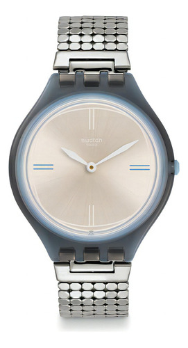 Reloj Unisex Swatch Svom101ga Cuarzo Pulso Plateado En Acero