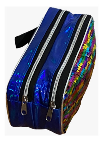 Lapicera Escolar 2 Cierres Colores Lentejuelas Reversible