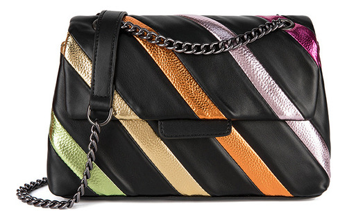 Bolso De Hombro Kurt Geiger Rainbow Color Clash Chain