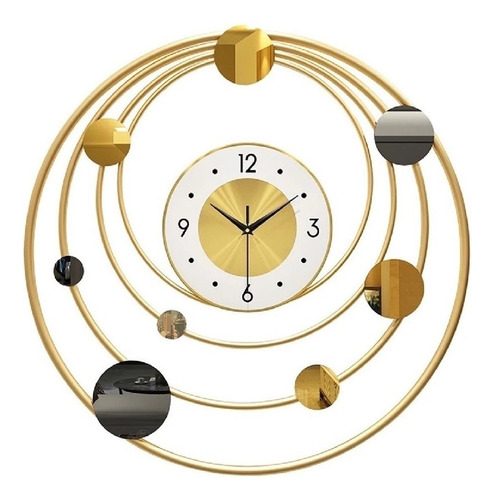 Reloj Pared 3d Decorativo Circulos Gold 60cm Bronce
