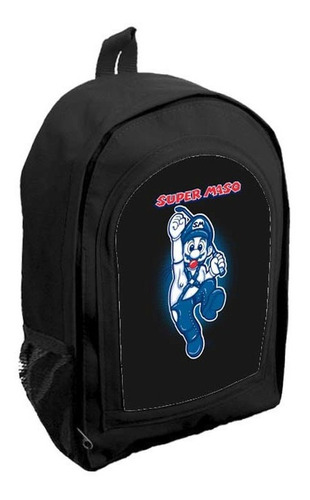 Mochila Negra Infantil Nena Nene Mario Bros. Tt39