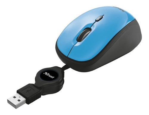 Mouse Mini Trust Yvi Cable Retractil Usb Notebook Blue