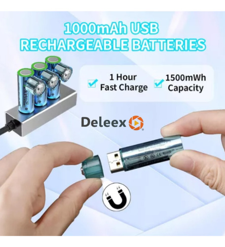 Pila Deleex Aa 1.5v Usb Cilíndrica - 1 Unidad