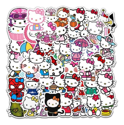 Calcomanías De Hello Kitty, 50 Calcomanías De Dibujos Animad