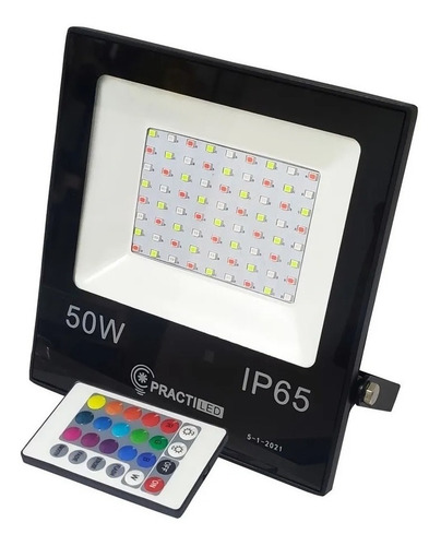 Imagen 1 de 6 de Reflector Led 50w Rgb Ip65 Alta Potencia Exterior Practiled