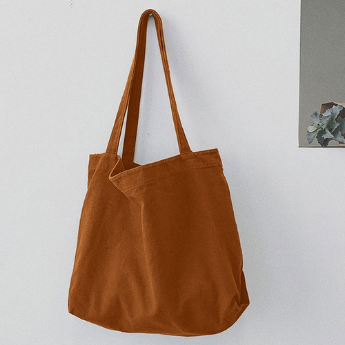 Bolsa De Compras De Lona De Color Sólido Para Mujer, Bolso De Mano
