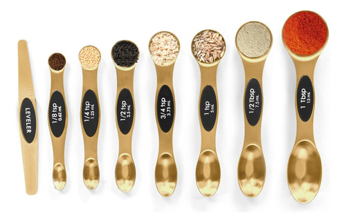 Juego De Cucharas Medidoras Magnéticas De Acero Inoxidable Oro