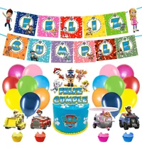 Comprar Set Globos + Banderin + Toppers Paw Patrol Feliz Cumpleaños Celeste Paw Patrol Feliz Cumpleaños