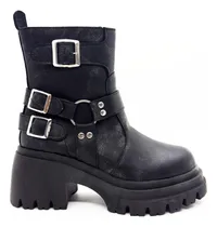 Comprar Bota Borcegos Mujer Cuero Hebillas Tachas Moda Kw