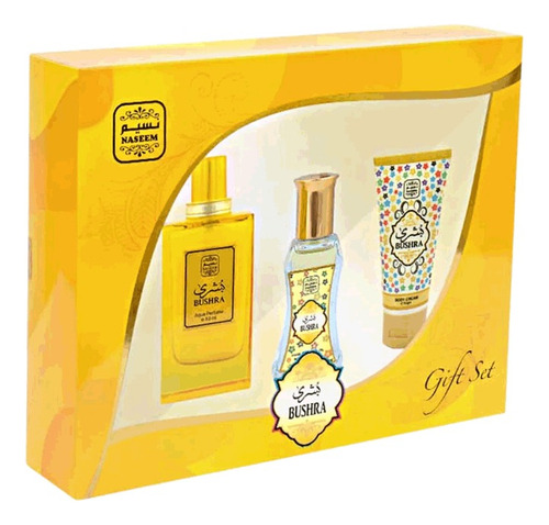 Perfume Bushra Gift Set 80ml + Roll On 24ml + Bl 50ml Naseem