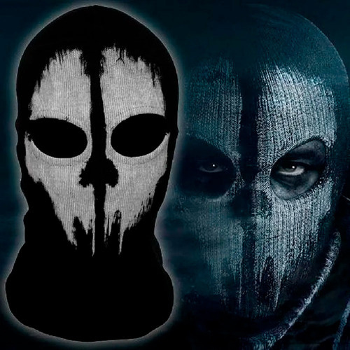 Mascara Balaclava Tactica Call Of Duty Ghosts Moto W1016 C Color Negro Diseño De La Tela Liso
