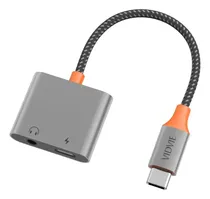 Comprar Adaptador Tipo C a Tipo C de 2 Aux 3.5mm y Tipo C  a  Tipo C  Vidvie ALAL1115 gris de 13cm