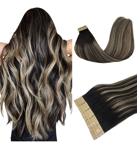 Extensiones Cabello Humano Negro A Rubio Claro 18in 50gramos