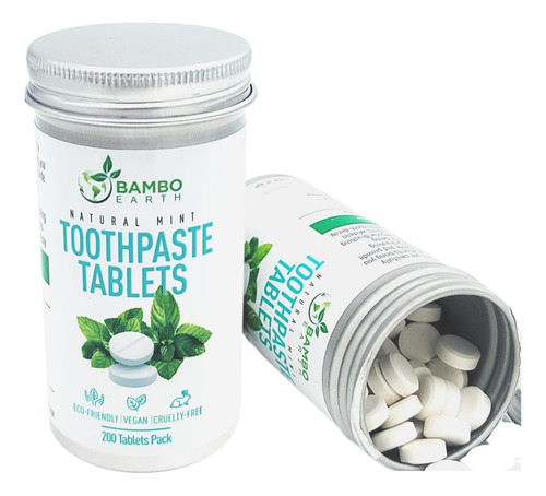 Paquete De 200 Pastillas De Pasta De Dientes Naturales  Enj