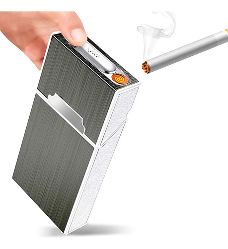 Cigarrera Metálica Con Encendedor, Estuche Para Cigarros