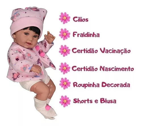 Boneca Anny Doll Baby Reborn Menina Cotiplás - Fátima Criança