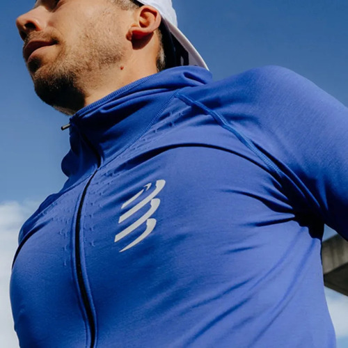 Sudadera Running Compressport 3d Thermo Seamless Azul Aswu30