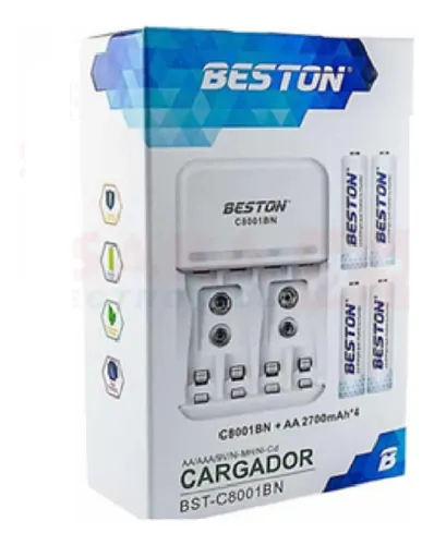 Cargador 2a 3a Y 9v Beston+ 4pilas Recargables Aa+ 2700mah