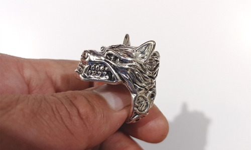 Anillo Cabeza De Lobo - Ajustable Para Hombre O Mujer