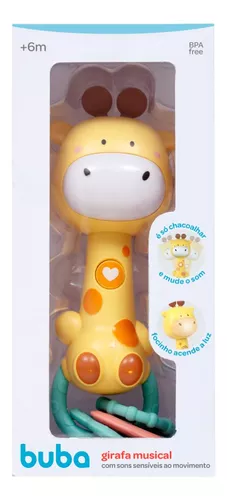 Girafa Musical Com Luz Som E Mordedor Macio 16994 Buba