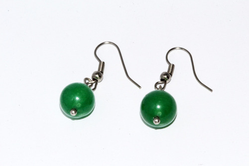 Aretes Piedra Natural Dama Aventurina Verde Chico Liso Arp26