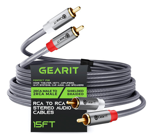 Cable De Audio Gearit, Rca A Rca, Estéreo, Blindado, 4.5 Mts