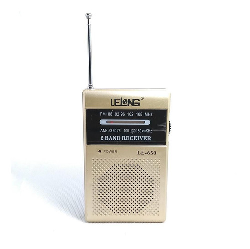 Radio De Bolso Am/fm Dourado Le-650 - Fone De Ouvido