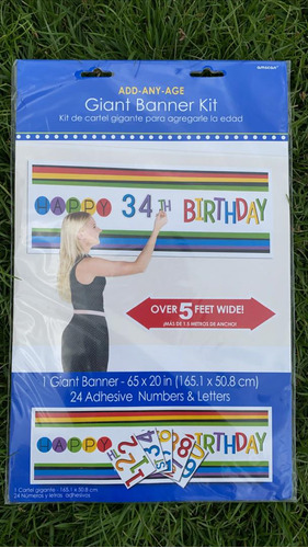 Kit De Cartel Gigante Happy Birthday Con Calcomanías