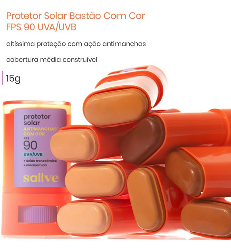 Protetor Solar Sallve Antimanchas Bastão 90fps 15g Tom 5