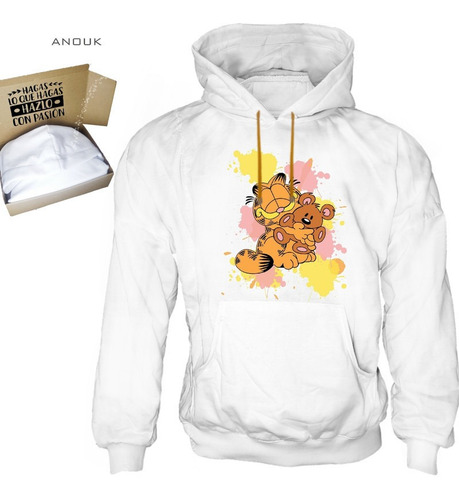 Imagen 3 de 10 de Buzo Hoodie Personalizado Saco Garfield Estampado Unisex