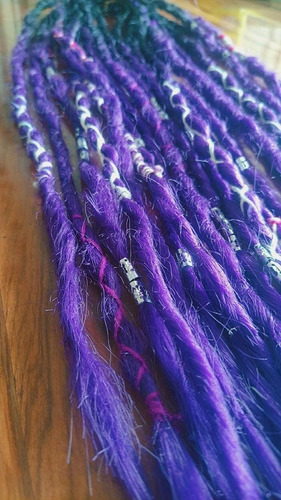 Kanekalon Rastas Desmontables 20 U De 50cm Violeta Y Negro