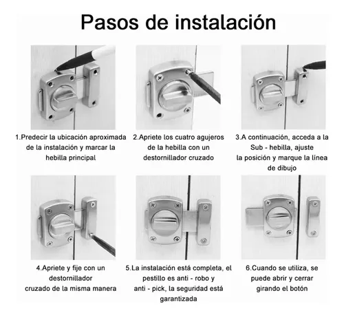 2 Pcs Pestillo De Puerta Plata,acero Inoxidable Con Tornill