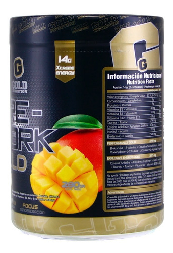 Pre Work Gold Nutrition Pre Entrenamiento
