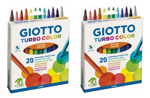 2 Cajas De Marcadores Giotto Turbo Color X 20 Colores