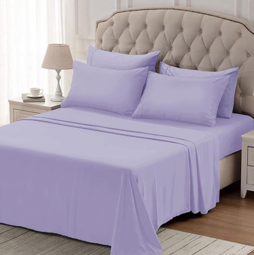 Juego de sábanas Linea Blancaok Hotelera Onix color lila con diseño lisa para colchón de 200cm x 140cm x 30cm
