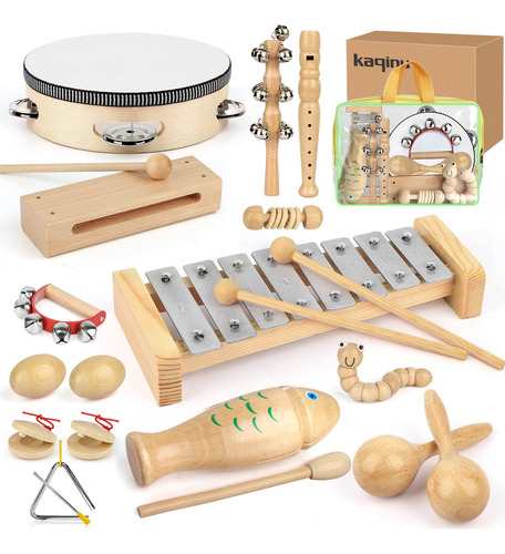 Juego De Instrumentos Musicales De Madera 100%, 23 Piezas