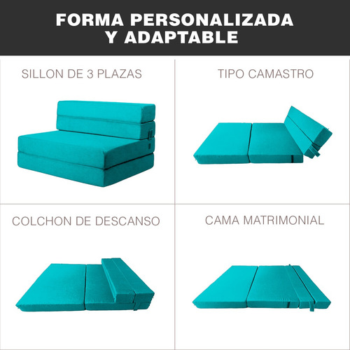 Imagen 4 de 8 de Sofá Cama Matrimonial Plegable, Colchoneta Con Soporte Firmé