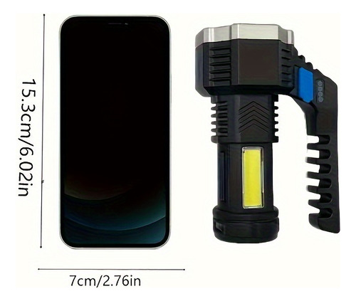 Linterna Led De Alta Luminosidad Con Carga Usb Color Negro