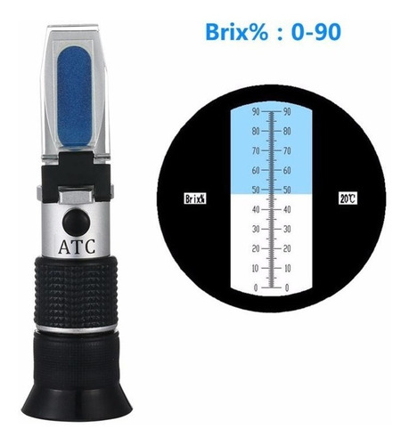 Imagen 7 de 9 de Refractómetro Atc 0-90% Brix Azúcar Miel Mermelada Jarabe