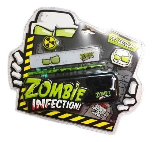 Set Escolar Zombie Infection Cartuchera Lapiz Sacapunta +2a