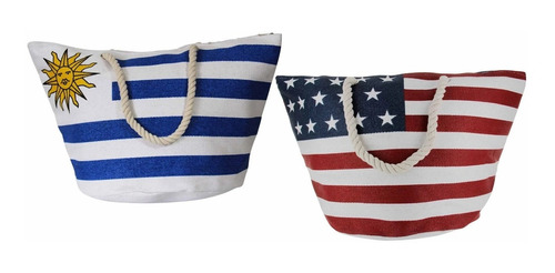 Bolso Playero Tela Diseño Banderas- Telecompras Cs