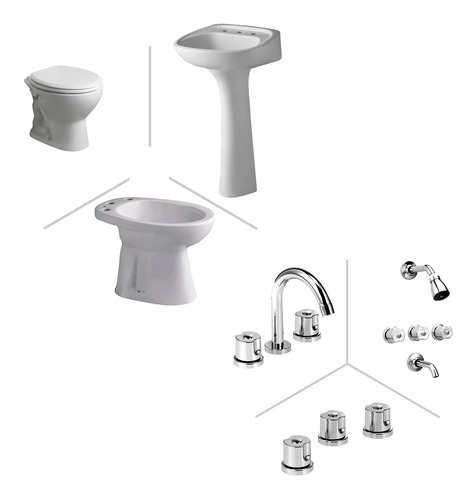 Juego Combo De Baño Completo Ferrum + Griferia Peirano 